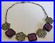 Vintage Art Deco Purple Rhinestone & Filigree Necklace