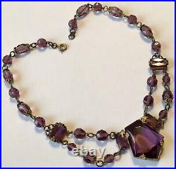 Vintage Art Deco Purple Rhinestone Necklace