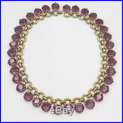 Vintage Art Deco Retro 1930s 40s Amethyst Glass Crystal Necklace