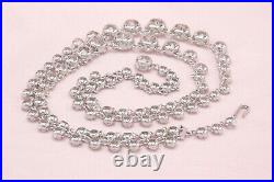 Vintage Art Deco Rhodium Silver Double Strand Open Back Crystal Paste Necklace