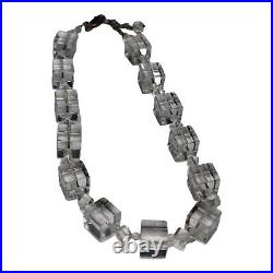 Vintage Art Deco Rock Crystal Large Cube Beads Necklace Faceted Spacers