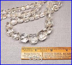 Vintage Art Deco Rock Crystal Quartz Faceted Bead Necklace 16 Long 14K GF Clasp