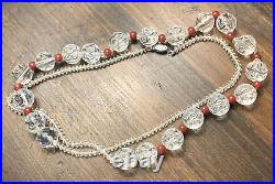 Vintage Art Deco Rock Crystal & Red Carnelian Orb Cut Glass Strung Bead Necklace