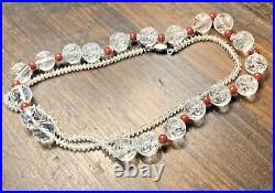 Vintage Art Deco Rock Crystal & Red Carnelian Orb Cut Glass Strung Bead Necklace