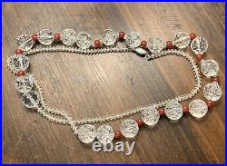 Vintage Art Deco Rock Crystal & Red Carnelian Orb Cut Glass Strung Bead Necklace