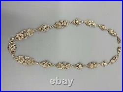 Vintage Art Deco Rose And Marcasite German Silver Necklace Hallmarks Stunning