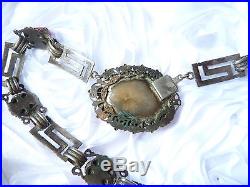 Vintage Art Deco Sardinian True Oxblood Coral Cabochon Silver Necklace