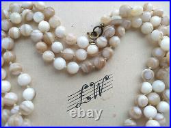 Vintage Art Deco Scottish Agate Beads Flapper Necklace Bridal Beautiful Gift
