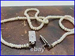 Vintage Art Deco Seed Pearl Necklace Sterling Silver Box Floral Clasp