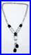 Vintage Art Deco Shiny Black 46.13CT Onyx & Clear Crystals 925 Silver Necklace