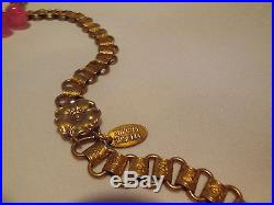 Vintage Art Deco Signed Miriam Haskell Pink Glass Crystal Bookchain Bib Necklace