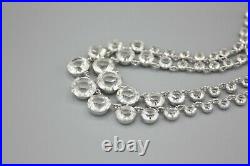 Vintage Art Deco Silver Rhodium Open Back Crystal Paste 2 Strand Necklace