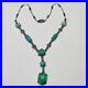 Vintage Art Deco Sterling Marcasite Peking Glass Drop Necklace