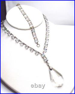 Vintage Art Deco Sterling Paste Glass Riviere Necklace Bracelet SET