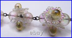 Vintage Art Deco Sterling Silver Celluloid Flower Necklace Iridescent