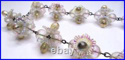 Vintage Art Deco Sterling Silver Celluloid Flower Necklace Iridescent