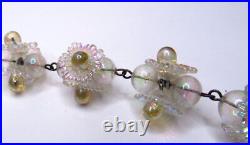 Vintage Art Deco Sterling Silver Celluloid Flower Necklace Iridescent