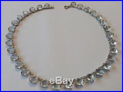 Vintage Art Deco Sterling Silver Clear Paste Open Back Necklace