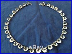 Vintage Art Deco Sterling Silver Clear Paste Open Back Necklace