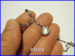 Vintage Art Deco Sterling Silver Crystal Open Back Bezel Festoon 16 Necklace