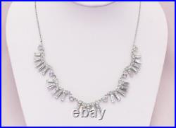 Vintage Art Deco Sterling Silver Open Back Paste Crystal Necklace Signed CA Co