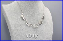Vintage Art Deco Sterling Silver Open Back Paste Crystal Necklace Signed CA Co