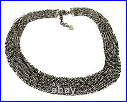 Vintage Art Deco Sterling Silver Woven Mesh Wide 19 Chain Necklace (72.8g.)