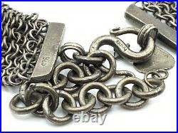 Vintage Art Deco Sterling Silver Woven Mesh Wide 19 Chain Necklace (72.8g.)