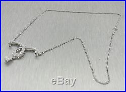 Vintage Art Deco Style 18k Solid White Gold. 81ctw Diamond Pendant Necklace