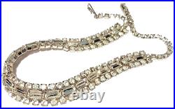 Vintage Art Deco Style Faceted Crystal Silver Tone Necklace