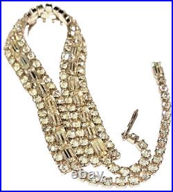 Vintage Art Deco Style Faceted Crystal Silver Tone Necklace