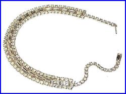 Vintage Art Deco Style Faceted Crystal Silver Tone Necklace