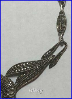 Vintage Art Deco Theodor Fahrner Sterling Silver Blue Spinel Marcasite Necklace