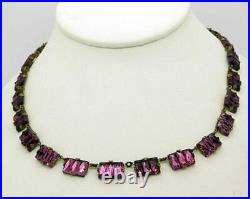 Vintage Art Deco Vauxhall Step Purple Glass Necklace