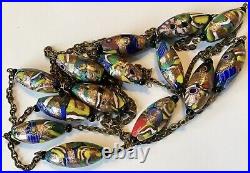Vintage Art Deco Venetian Adventurine Millefiori Glass Bead Necklace A31