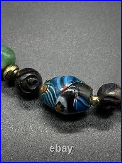 Vintage Art Deco Venetian Murano Millefiori Gem Glass Bead Necklace 30 Long