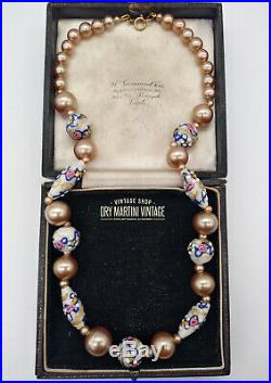 Vintage Art Deco Venetian Murano Wedding Cake Beads Pearl Necklace Bridal Gift