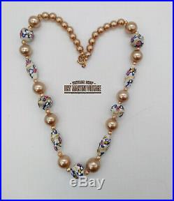 Vintage Art Deco Venetian Murano Wedding Cake Beads Pearl Necklace Bridal Gift