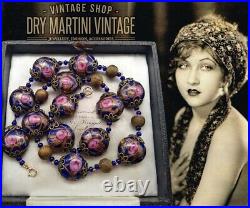 Vintage Art Deco Venetian Wedding Cake Tab Beads Necklace Gold Clasp Restrung