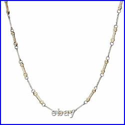 Vintage Art Deco White Enamel Necklace Platinum Fob Chain 15 Inch Jewelry