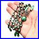 Vintage Art Deco Womens Necklace Silver Tone Green Czech Glass 1920s Era