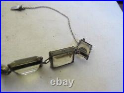 Vintage Art Deco emerald Cut Rock Quartz Crystal Fine Silver Necklace