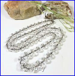 Vintage Art Deco genuine graduating faceted Quartz Rock Crystal necklace. Beads