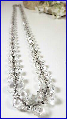 Vintage Art Deco genuine graduating faceted Quartz Rock Crystal necklace. Beads