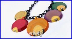 Vintage Art Deco multicolors dots Bakelite necklace