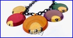 Vintage Art Deco multicolors dots Bakelite necklace