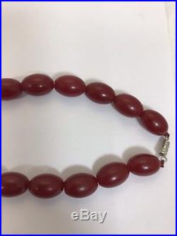 Vintage Art deco cherry red amber bakelite beaded necklace