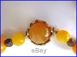 Vintage Bakelite Lucite Chunky Necklace 1950's Art Deco Yellow & Amber Color