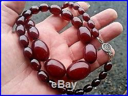 Vintage CHERRY AMBER BAKELITE OLd ART DECO Bead Necklace 532.5g TESTED