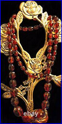 Vintage Cherry Amber Red Faceted Graduated BAKELITE Beaded Necklace Art Deco 31